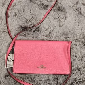 Coach Leather Anna Foldover Crossbody Clutch